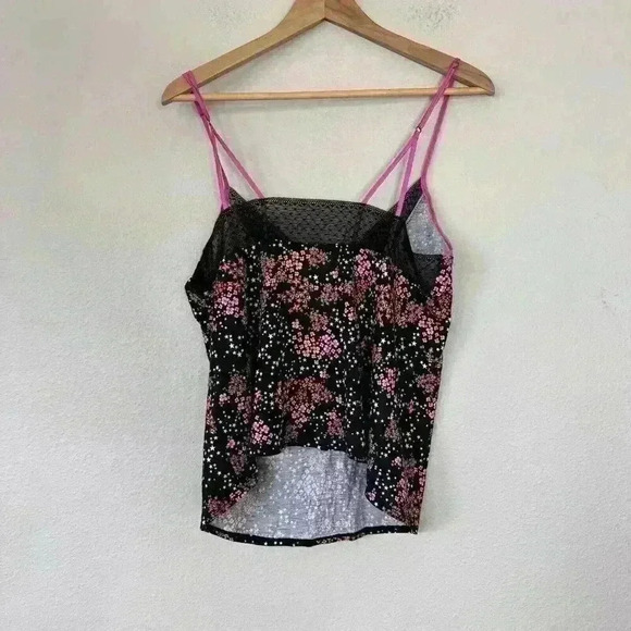 Victorias Secret Lightweight Floral Camisole Top Size Large Black Pink - Picture 6 of 7